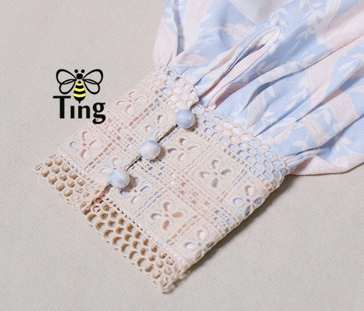 Tingfly, весенне-летние открытые однобортные мини платья для вечеринок, модное кружевное лоскутное Повседневное платье с цветочным принтом, Vestidos, Новинка