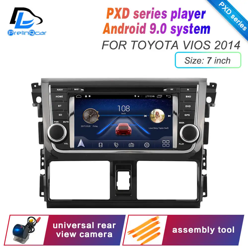 Android 9,0 DSP 4G Lte мультимедийный dvd-плеер для TOYOTA Vios 2008- лет Автомобильный подголовник монитор Радио Стерео навигационная система - Цвет: PXD 7inch  2014Vios