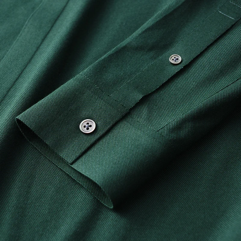 Minglu зеленые хлопковые мужские рубашки роскошные Пике модные с длинным рукавом