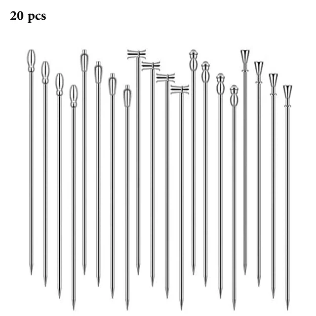 Cocktail Picks Stick, 20Pcs Cocktail Toothpicks, Stainless Steel Martini Olive Picks for Bar Barbecue Fruit, Bloody Mary Drink S 6