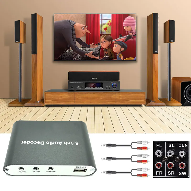 DAC Digital 5.1 Audio Decoder Converter Gear DAC Bluetooth BT 5.0 USB Music Player SPDIF Optical Coxial input DAC Audio Adapter