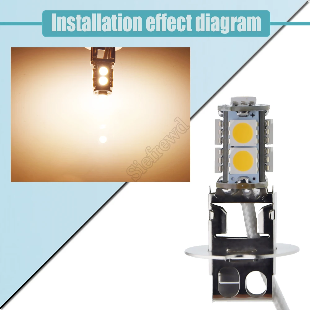 H3 LED Bulb 5050 9SMD Warm White For Car Auto Fog DRL Driving Light Or Flashlight Torches Head Lamp PK22S 6V 6 Volt DC 1/2 Pcs led light,led bulb,led fog light,led headlight,fog and headlight bulbs