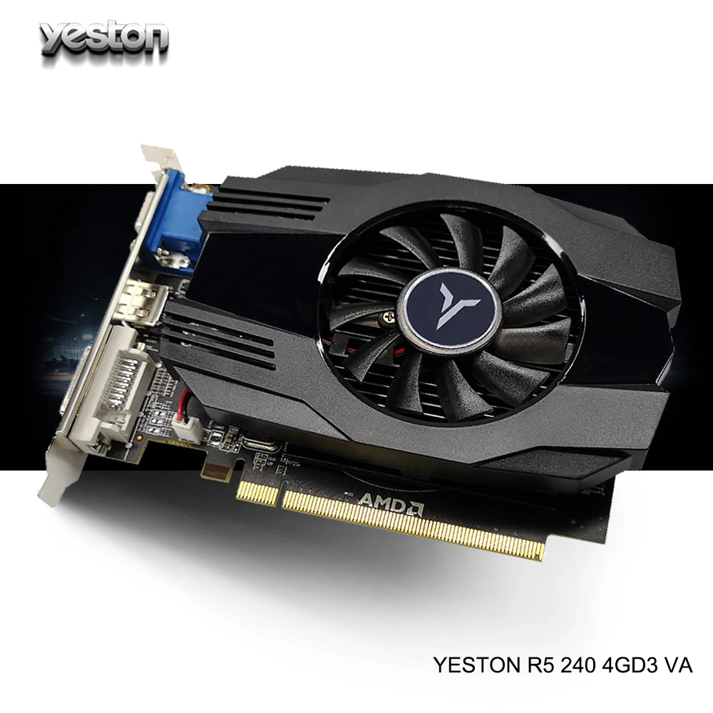 Yeston Radeon R5 240 GPU 4GB GDDR3 64bit Gaming Desktop PC Video Graphics Cards support VGA/DVI-D/H