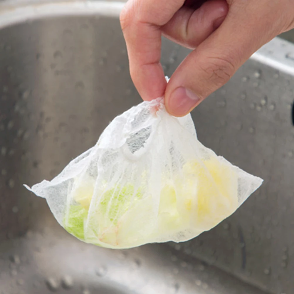 100Pcs Strainer Kitchen Sink Residue Hair Isolation Drain Bathroom Non-woven Fabric Disposable Filter Net Bag Basin Cover