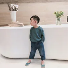 Детские джинсы с рисунком леса; сезон осень; джинсы-Капри Для мужчин и женщин