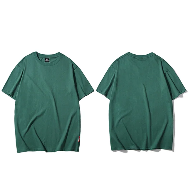 A188001 Green Простая футболка в стиле Харадзюку, лето, хип-хоп футболка, 100 хлопок, мужские зеленые футболки, уличная одежда, Повседневные базовые топы, футболки с коротким рукавом - Цвет: A188001 Green