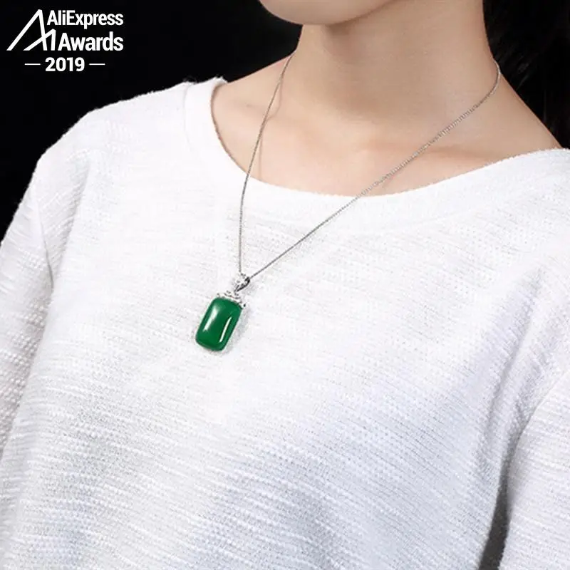 Kopen Niet Nep S925 Fijne Antieke Winkel Winkel Hangers Emerald Hanger Luxe Smaak Handgemaakte Vintage Natuurlijke Chalcedoon Moldavite Perido