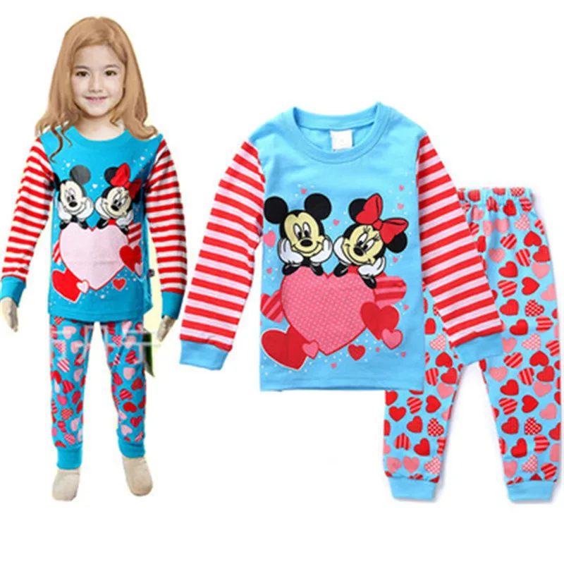 Комплекты с Микки и Минни; пижамные комплекты для девочек с героями мультфильмов; Пижама принцессы Белоснежки; детская одежда для сна; домашняя одежда с героями мультфильмов для малышей - Цвет: 10