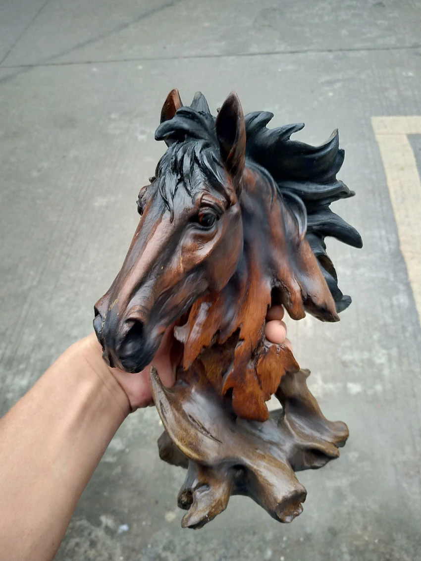 Украшения статуи лошади поделки из смолы Имитация древесины резьбы домашние