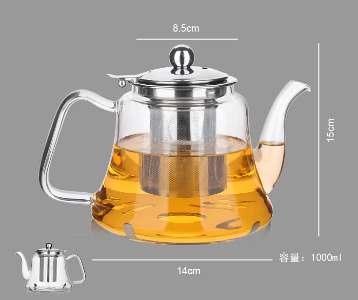 High Temperature Resistant Glass Flower Glass Flower Teapot Stainless Steel Base Tea / Fruit Tea / Tea Pitcher Water Pitcher