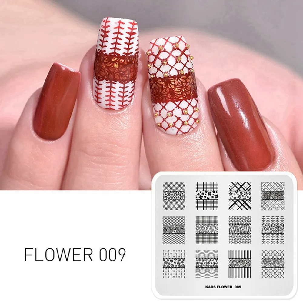 FLOWER 009 Новинка 7*8 см штамповки пластины красота дизайн из нержавеющей стали шаблоны для дизайна ногтей DIY Рождественский трафарет печать штамп-печатка - Цвет: FLOWER 009