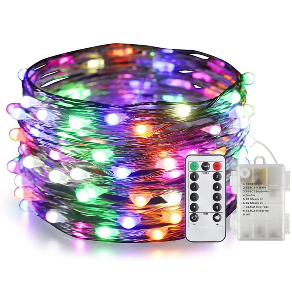 

10M 100LED Fairy String Lights Battery Powered String Copper Wire Lights With Remote Control And Timer ForWeddings Party Bedroom
