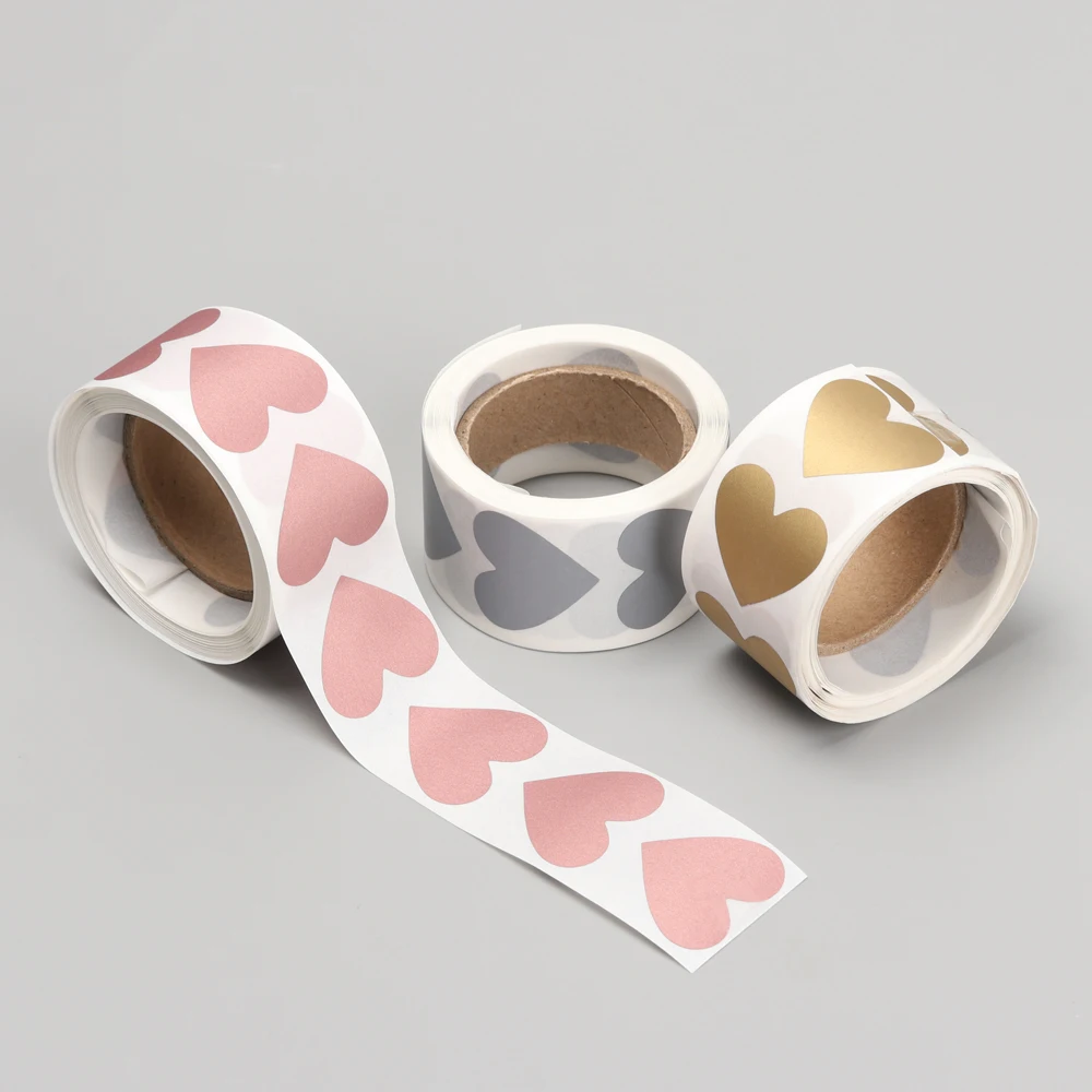 Pegatinas redondas/con rascador de corazón, 1 rollo de 300 Uds., pegatinas de rascador de 1 pulgada para fiesta, regalos de actividad, adhesivo de papelería