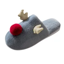 Рождественские Зимние мужские тапочки с рогами; теплые домашние тапочки; нескользящая обувь; повседневные шлепанцы Zapatillas hombre casa A40