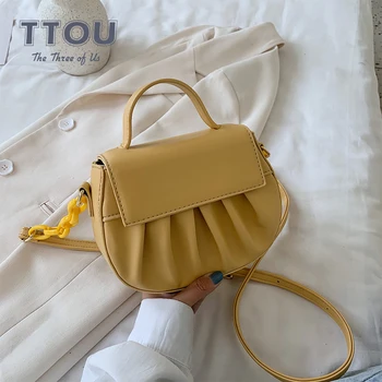 

2020 Summer Designer Ladies Chain Pu Leather Dumplings Crossbody Bag For Women Fashion Handbag Solid Color Cloud Shoulder Messen