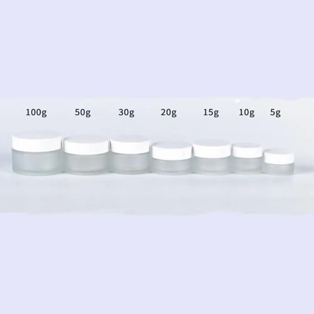 Frosted Glass Refillable Ointment Bottles Empty Cosmetic Jar Pot Eye Shadow Face Cream Container 5/10/15/20/30/50/100g-5