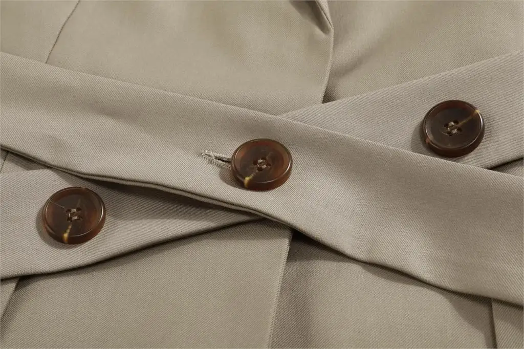 Khaki Blazer Women Waist Bandage Temperament Blazer New Lapel Long Sleeve Office Lady Suit Jacket Fashion Spring Autumn