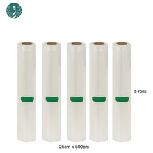 5 рулонов/лот Вакуумный пакет, Термоупаковщик, пакеты для хранения продуктов питания, упаковочные мешки для хранения продуктов, 25 см* 500 см