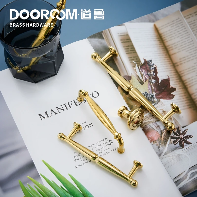 Латунные ручки для мебели Dooroom роскошные европейские золотистые хромированные