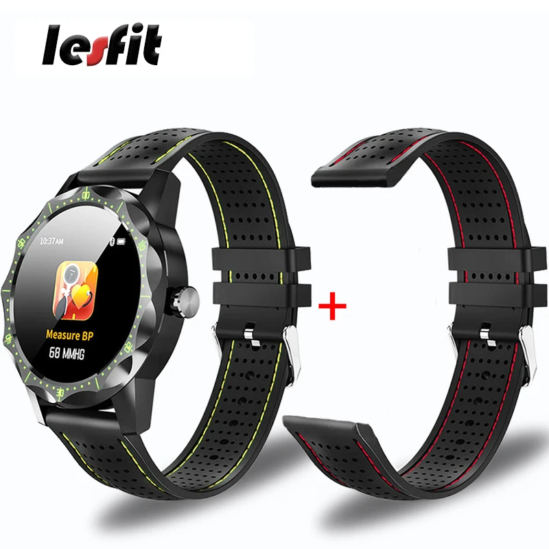 Green RedWatchband Стильные Бизнес водонепроницаемые умные мужские электронные часы могут отображать спортивные шагомеры скорость HR/BP через Bluetooth подключение приложение управление - Цвет: Green RedWatchband