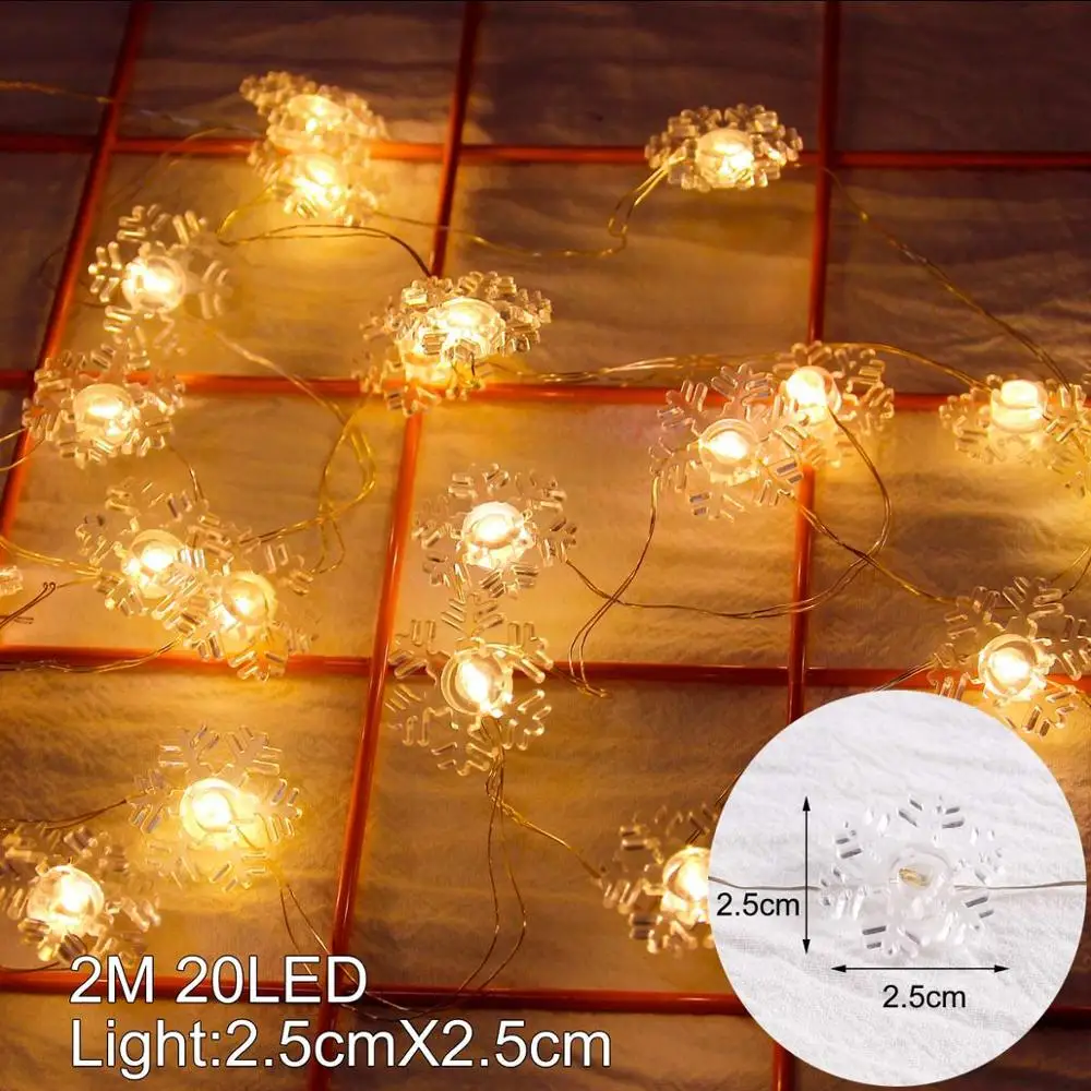 2M 20LED snow Рождественские светодиодные огни, рождественские украшения для дома, Рождественские елочные украшения, подвесной декор, новогодний Navidad - Цвет: 2M 20LED snow
