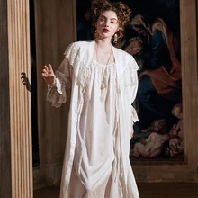 Женский домашний халат, длинный хлопковый Халат принцессы, элегантный халат для джентльменов, Осенний халат из двух предметов