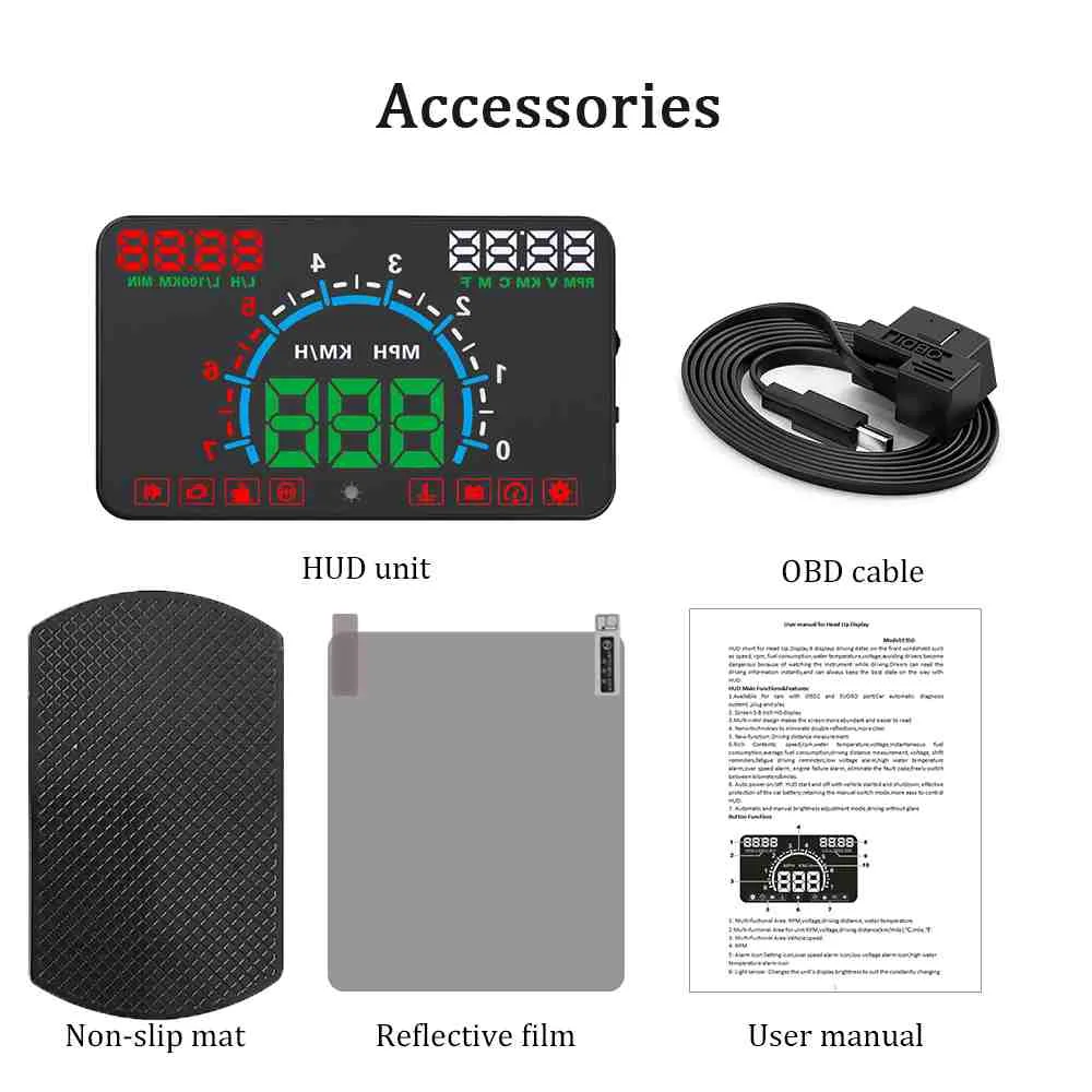 E350 5 8 "экран авто OBDII Автомобильный HUD OBD2 дисплей км/ч MPH Превышение скорости