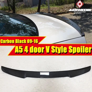 

For Audi A5 sedan duckbill Spoiler Wing A5Q Coupe 4 Door V Look Style Carbon Fiber Rear Trunk Wing Lip Spoiler Decoration 09-16
