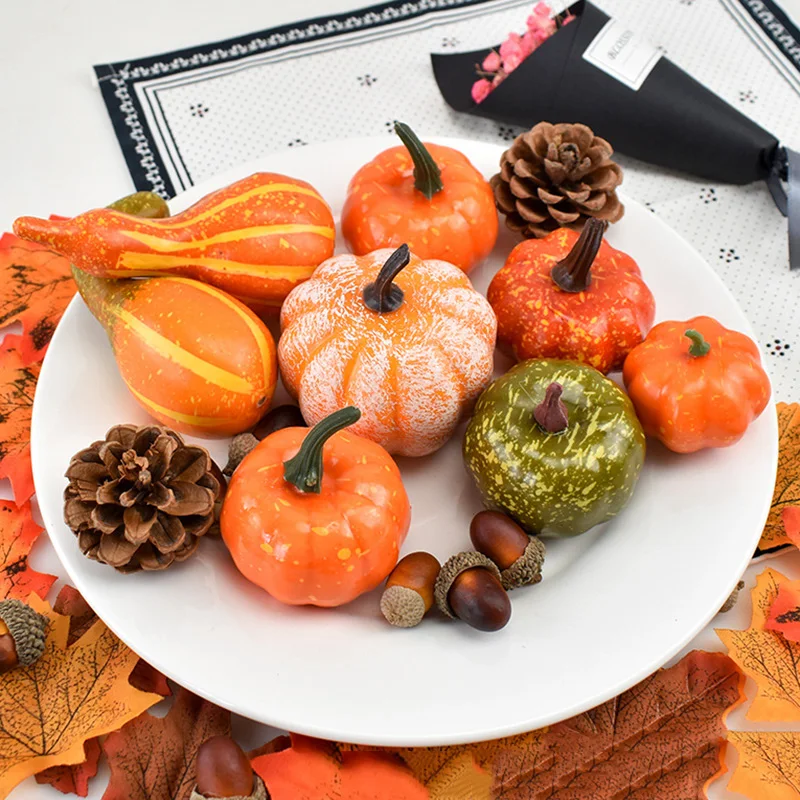 50Pcs Simulation Realistic Artificial Pumpkin Set Halloween Thanksgiving Fall 