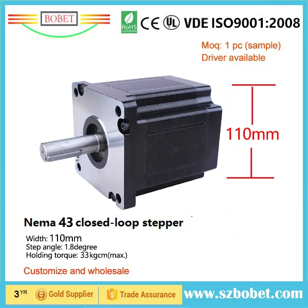 

Heavy CNC hybrid stepper motor10NM 20NM 30NM holding torque size 110mm width Nema 43 1.8degree two phase stepper motor
