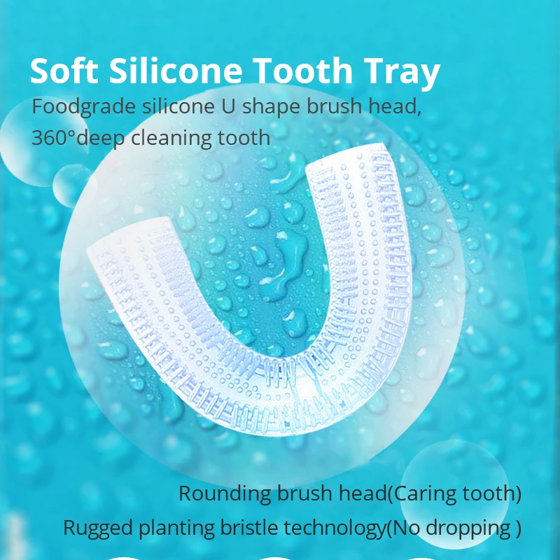 Электрическая зубная щетка Sonic 360 градусов автоматическая электрическая зубная щетка силиконовый флакон со щеткой синий холодный свет отбеливание зубов водонепроницаемый