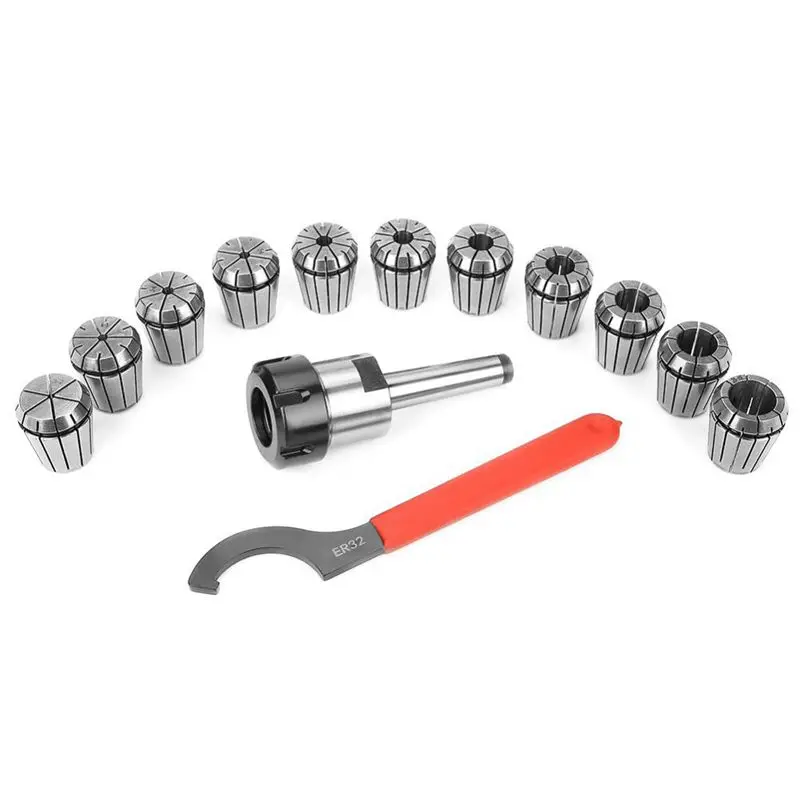 

Precision ER32 Collet Chuck Set + MT2 Shank Handle Holder+ Spanner for Milling Machine with Box