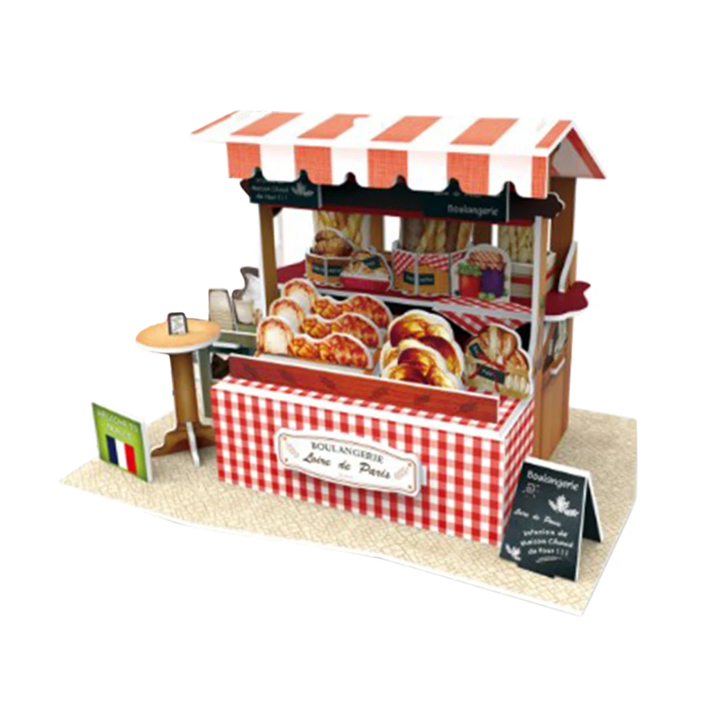 Handmade Toys 1/24 Miniature Dollhouse Kit Decorations with Furnitures DIY Puzzle House Crafts Kits - 3D Bread Shop Model