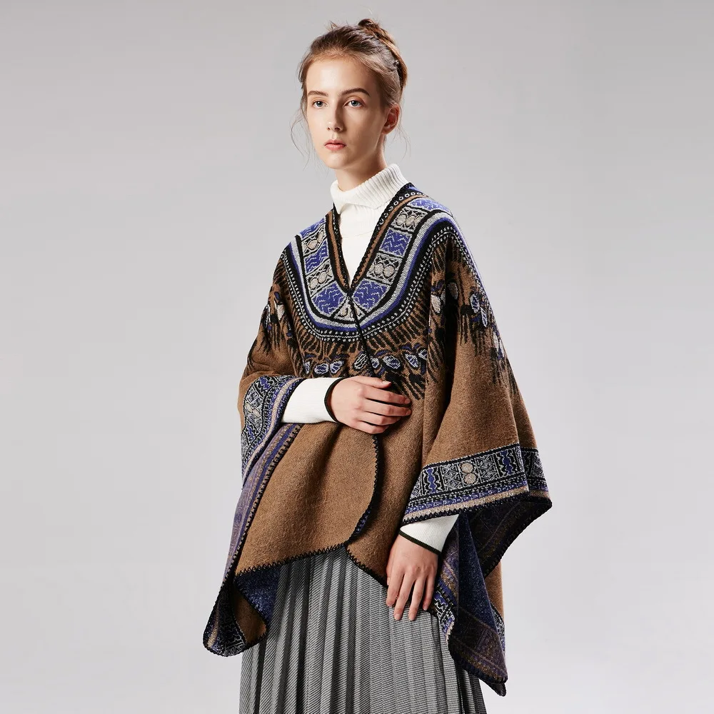 

2019 New Fashion Winter Warm Plaid Ponchos And Capes For Women Oversized Shawls and Wraps Cashmere Pashmina Female Bufanda Mujer