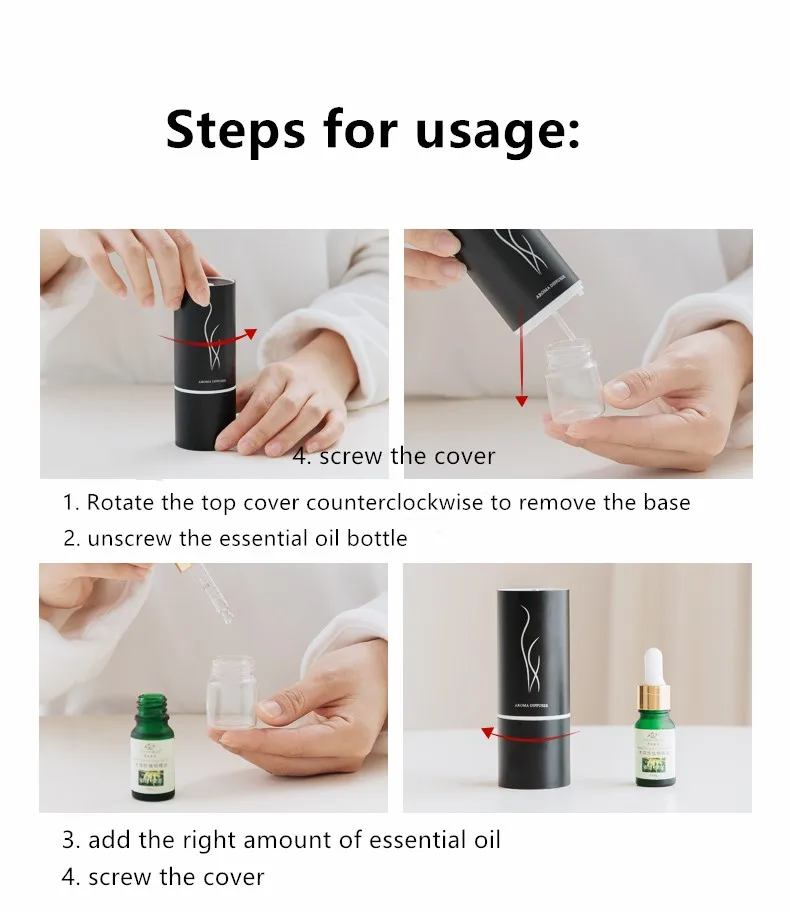 USB распылитель эфирных масел без воды ароматерапии с 20 мл для автомобиля дома