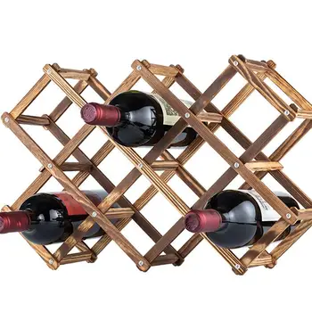 

1Pc Wooden Wine Display Rack Foldable Wine Storage Shelf for Home Brown