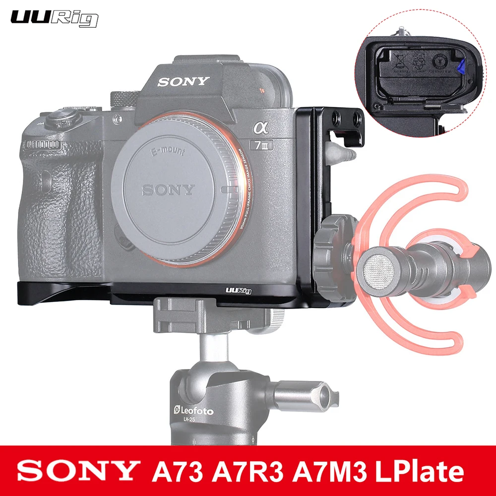 

Vertical L Shape Bracket Stand Quick Release Plate w Microphone Cold Shoe Mount for Sony A7M3 A73 A7R3 Vlog DSLR Cameras