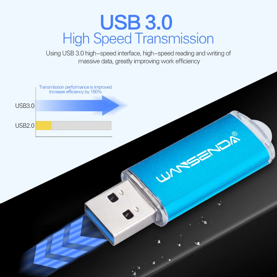 Новинка WANSENDA флеш-накопитель USB 3,0, 128 ГБ, 64 ГБ, металлическая ручка-накопитель, 32 ГБ, 16 ГБ, 8 ГБ, флешка, 256 ГБ, Высокоскоростной USB 3,0, флеш-карта памяти