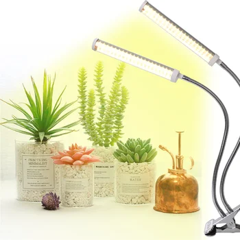 

JCBritw Clip On LED Plant Light Gooseneck Dual Head LED Grow Light Dimmable with Timer White Full Spectrum for Indoor Plants