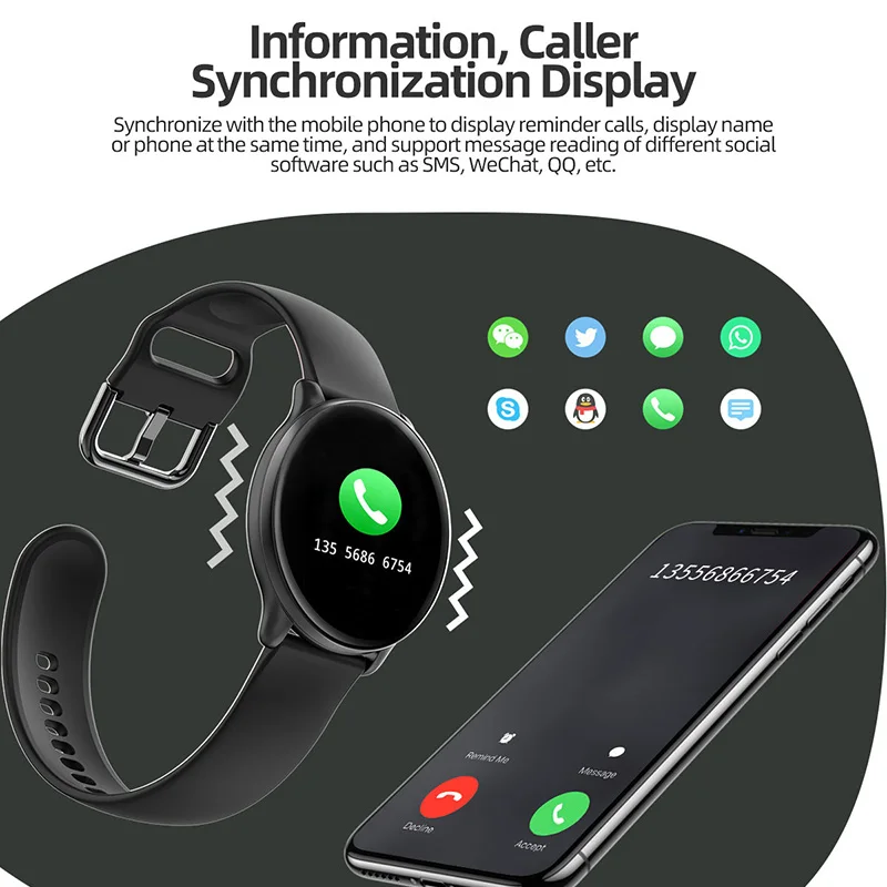 Bluetooth, водонепроницаемые Смарт-часы, спортивные, фитнес, шагомер, запястье, пульсометр, измеритель артериального давления, для телефона Xiaomi huawei