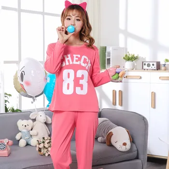 

Spring And Autumn Pajamas Long Sleeve Cartoon Pajamas Medium Thick double-side Milk silk-printed Flower Leisure Home Suit