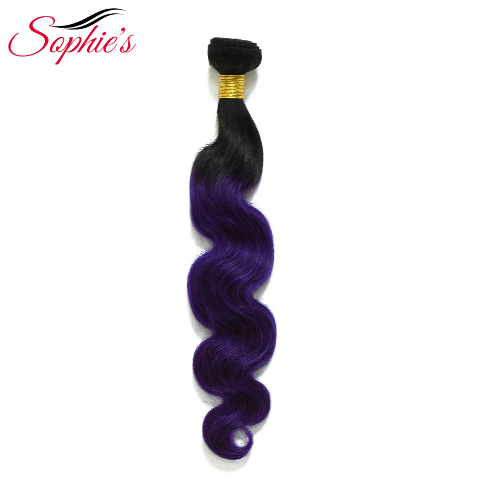 Софи предварительно Цвет ed Ombre T1B/фиолетовый цвет 1 пучки волос Малайзии натуральные волосы-объемной волны волос шить в наращивание волос