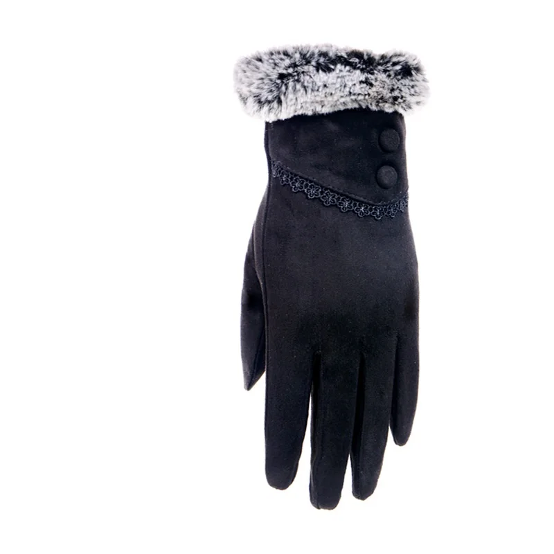 StyleA H10075 женские зимние перчатки Осенние плюшевые теплые термальные варежки из замши для езды на велосипеде с сенсорным экраном простые элегантные женские муфты - Цвет: StyleA
