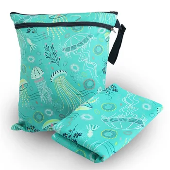 

Waterproof Modern Design Jellyfish Unicorn Whale Print Wet Dry Diaper Bag Changing Mat Set Pack For Baby