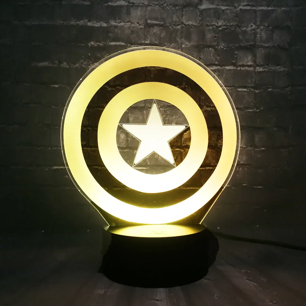 Remote 7 Color Модный светодиодный ночник Marvel, 7 цветов, Мстители, Железный человек, логотип серии DC, Бэтмен, мультяшный Ночной светильник, подарок для детей на праздник, день рождения - Испускаемый цвет: Remote 7 Color