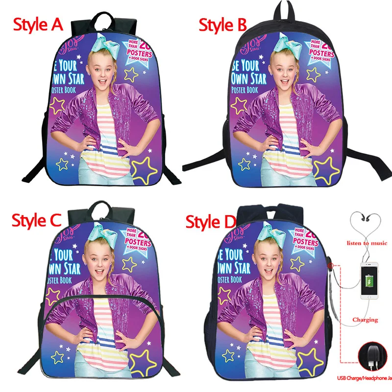Jojo Siwa рюкзак 4 стиля USB зарядка ученические рюкзаки школьные сумки большой емкости красивый рюкзак для школы