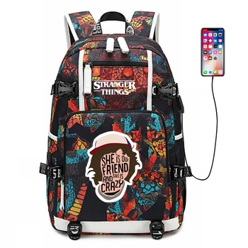 

Anime Stranger Things USB backpack schoolbag casual backpack teenagers Men women's Student School Bags travel Laptop Bags