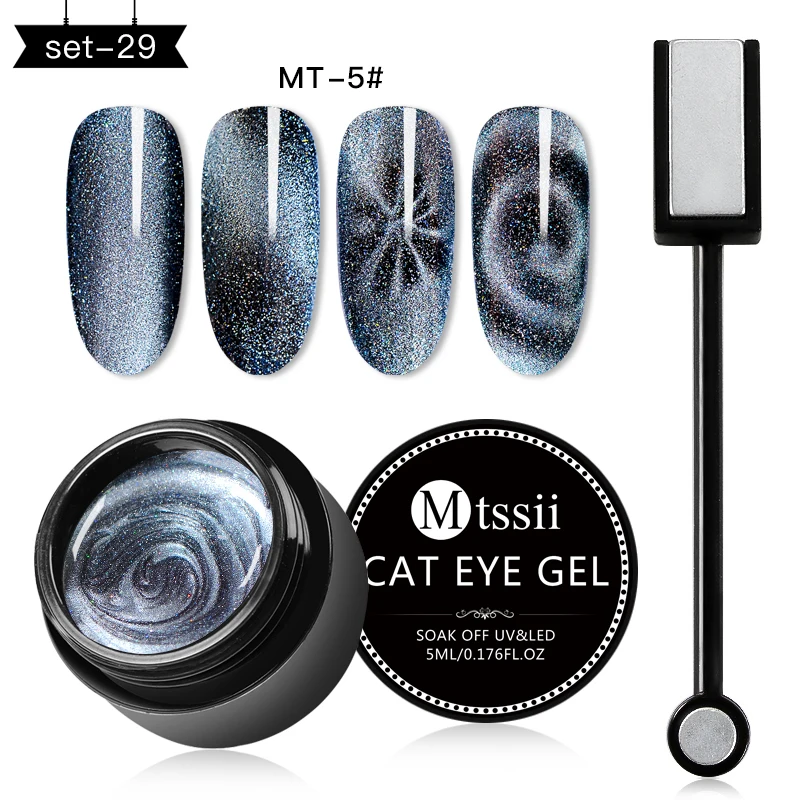 AZH01342 Mtssii 5ML 9D Cat Eye Gel Polish set Chameleon Magnetic UV Gel Varnish Magnetic Nail Soak Off UV LED Nail Art Gel Lacquer DIY - Цвет: AZH01342