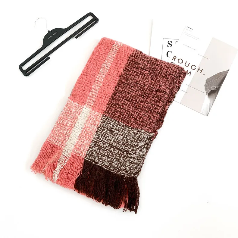 Осенний и зимний удушающий перец чили с таким же кольцом песочный клетчатый шарф для дам с двусторонней шалью