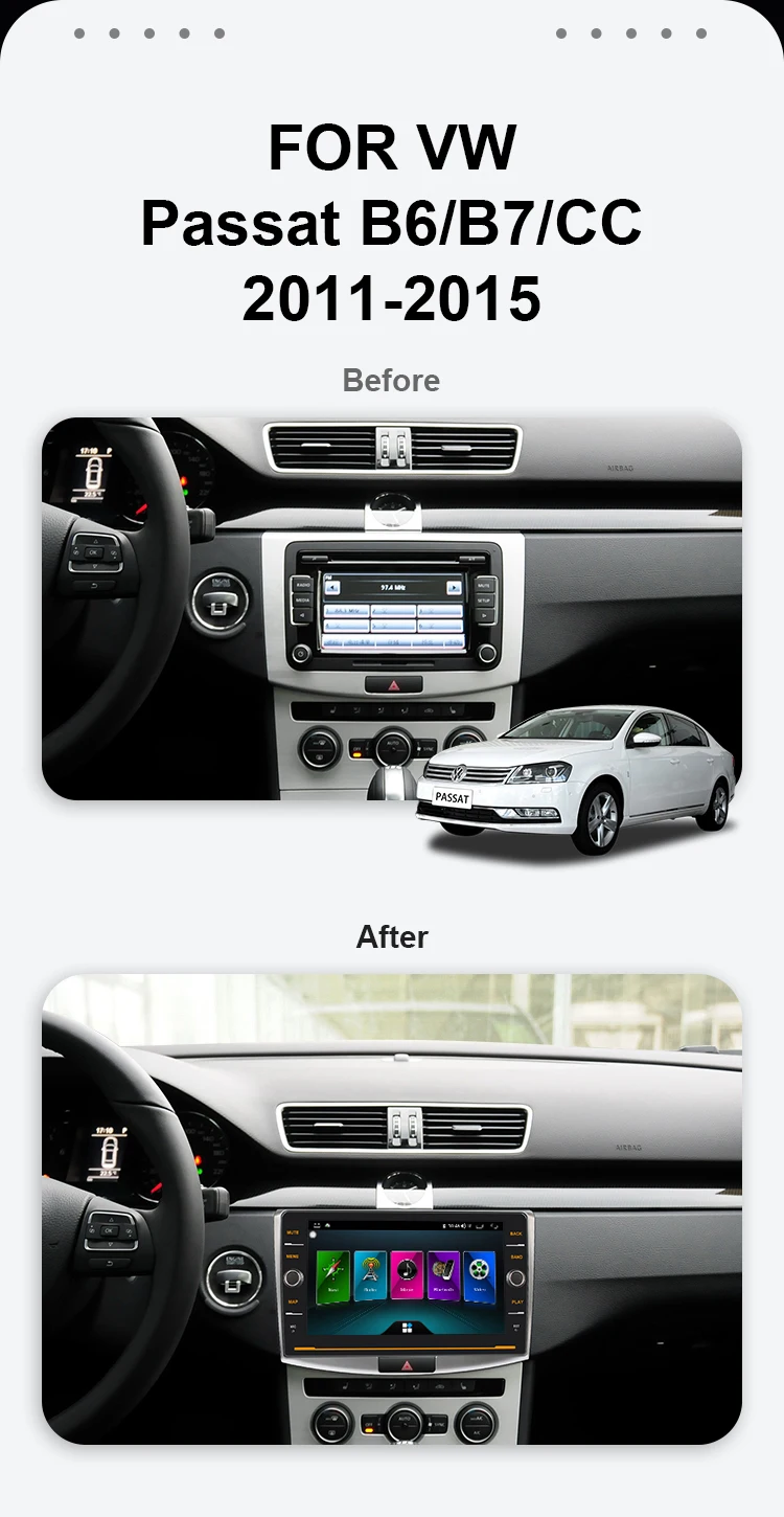 Top EBILAEN Car Radio Multimedia Player For VW Volkswagen Passat B7 B6 CC  Navigation 2Din Android 8.1 Autoradio Tape Recorder GPS 1